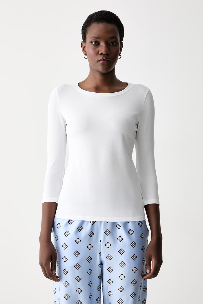 MM by Max Mara longsleeve damski bawełniany z elastanem MMLORATA biały 2626946027600