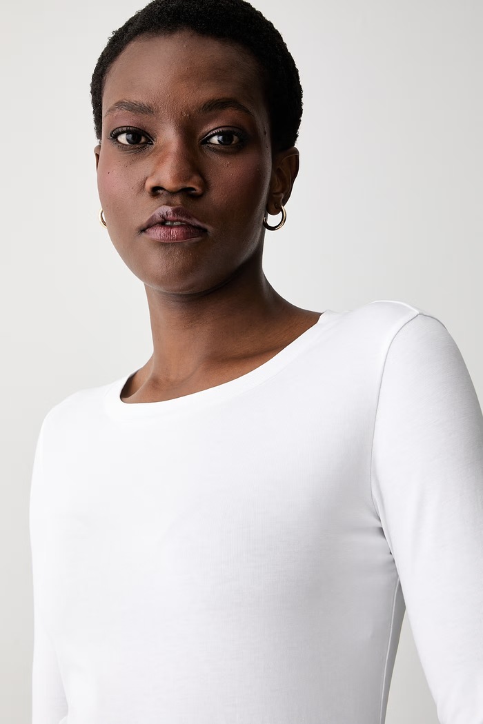 MM by Max Mara longsleeve damski bawełniany z elastanem MMLORATA biały 2626946027600