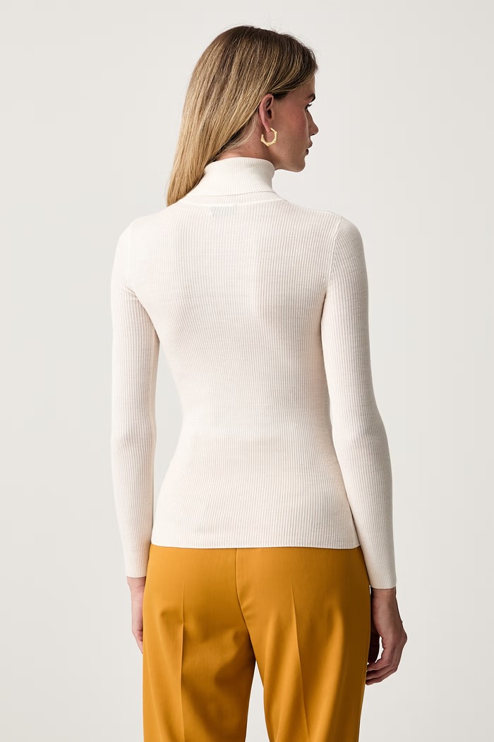 Odzież Elisabetta Franchi sweter damski wełniany MK18B66E2 beżowy