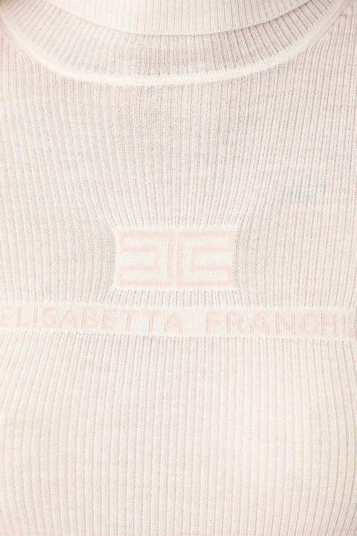 Elisabetta Franchi sweter damski wełniany beżowy MK18B66E2