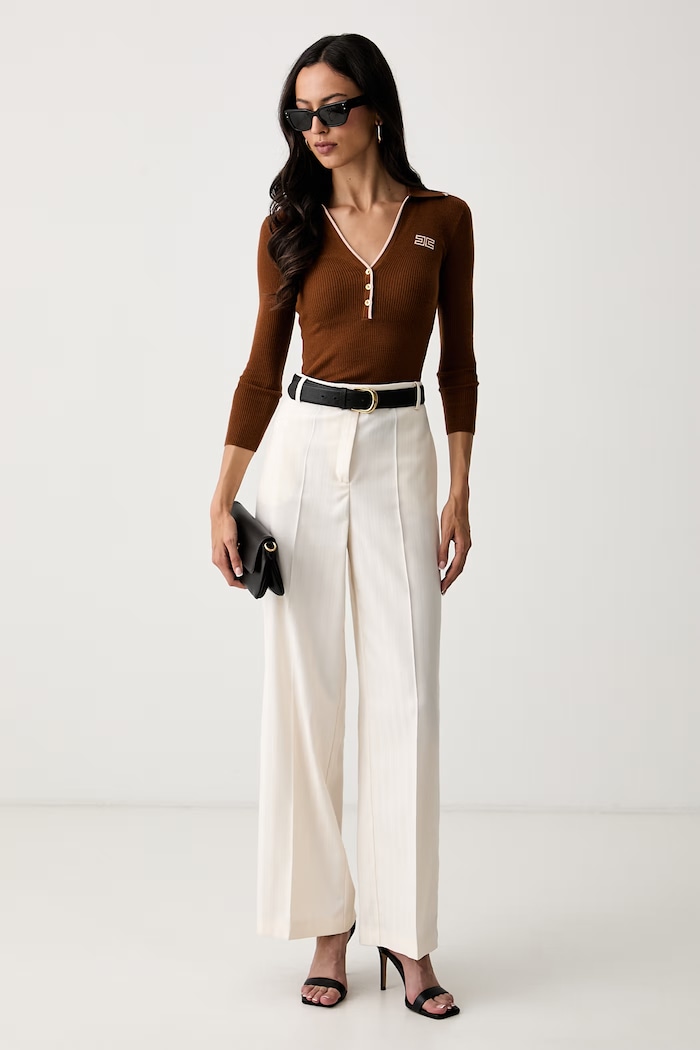 Elisabetta Franchi pulover ženski volnen MK17B66E2 rjava AW26