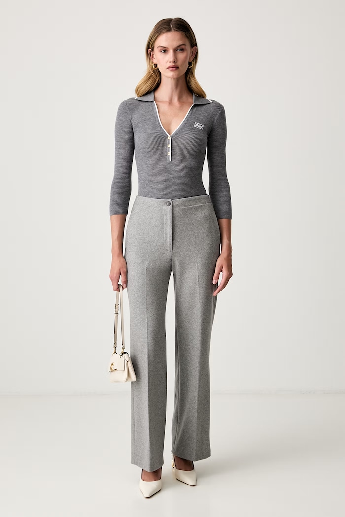 Elisabetta Franchi sweter damski wełniany MK17B66E2 szary AW26