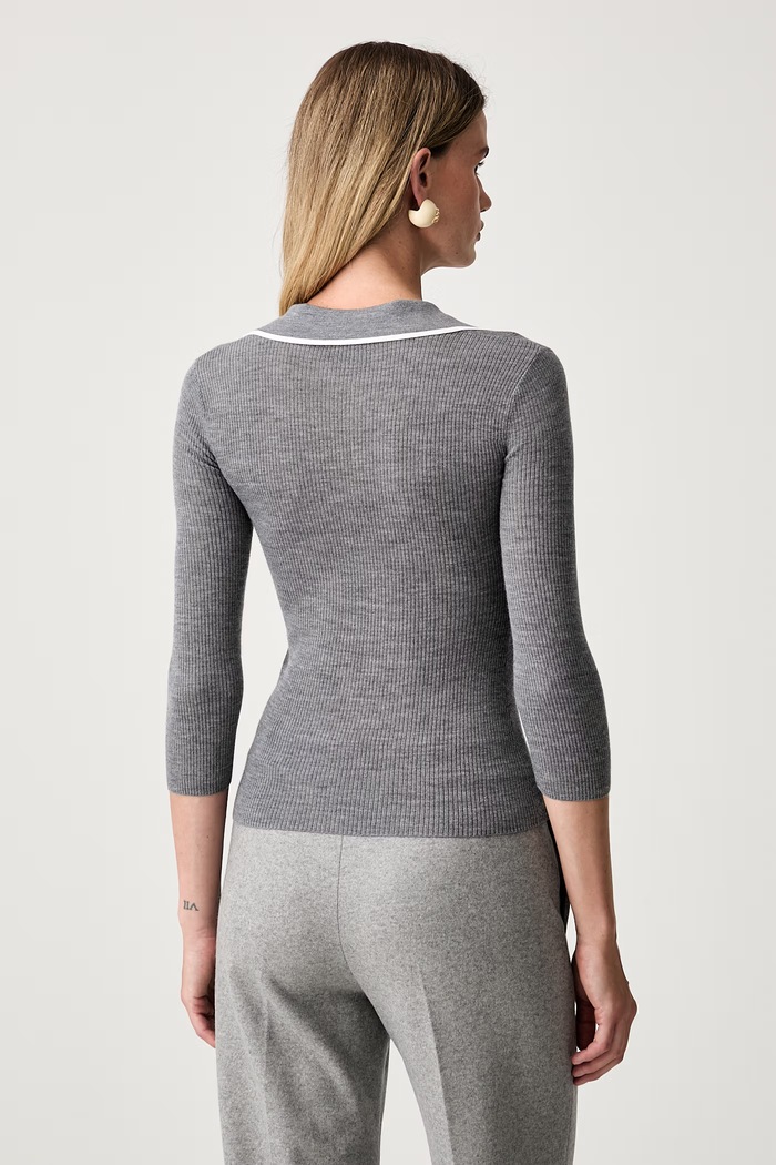 Odzież Elisabetta Franchi sweter damski wełniany MK17B66E2 szary