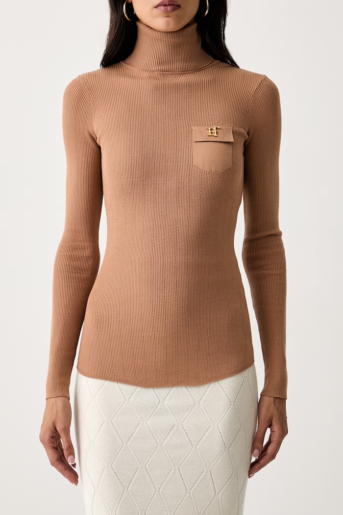 Elisabetta Franchi loungewear pulover ženski z lyocellom rjava MK05B66E2