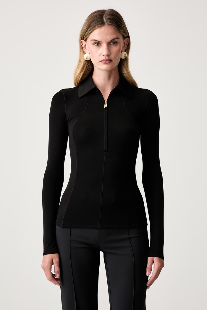 Elisabetta Franchi longsleeve damski z lyocellem czarny MD11B66E2