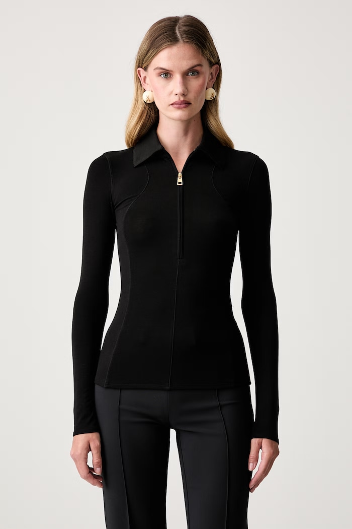 Elisabetta Franchi longsleeve damski z lyocellem czarny MD11B66E2