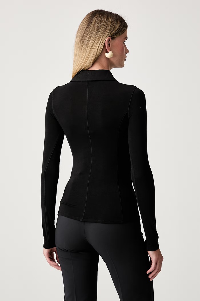 Odzież Elisabetta Franchi longsleeve damski z lyocellem MD11B66E2 czarny