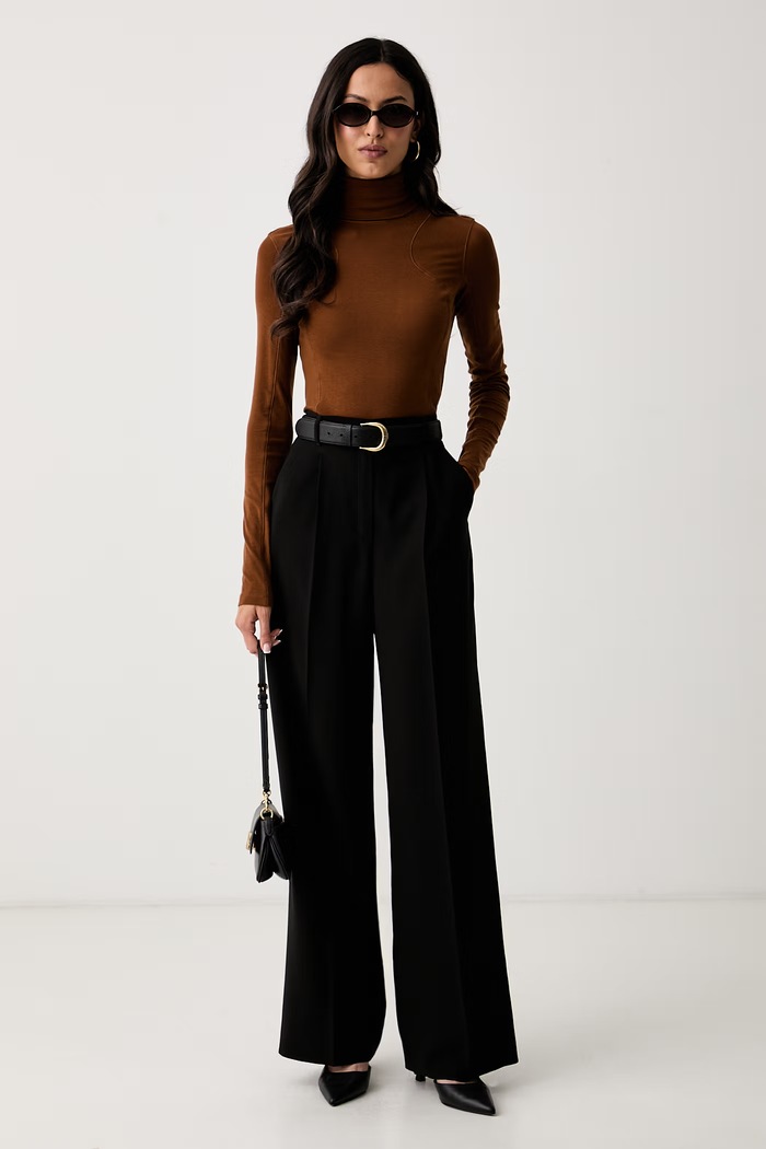 Elisabetta Franchi μακρυμάνικο γυναικείο με lyocell MD03B66E2 καφέ AW26