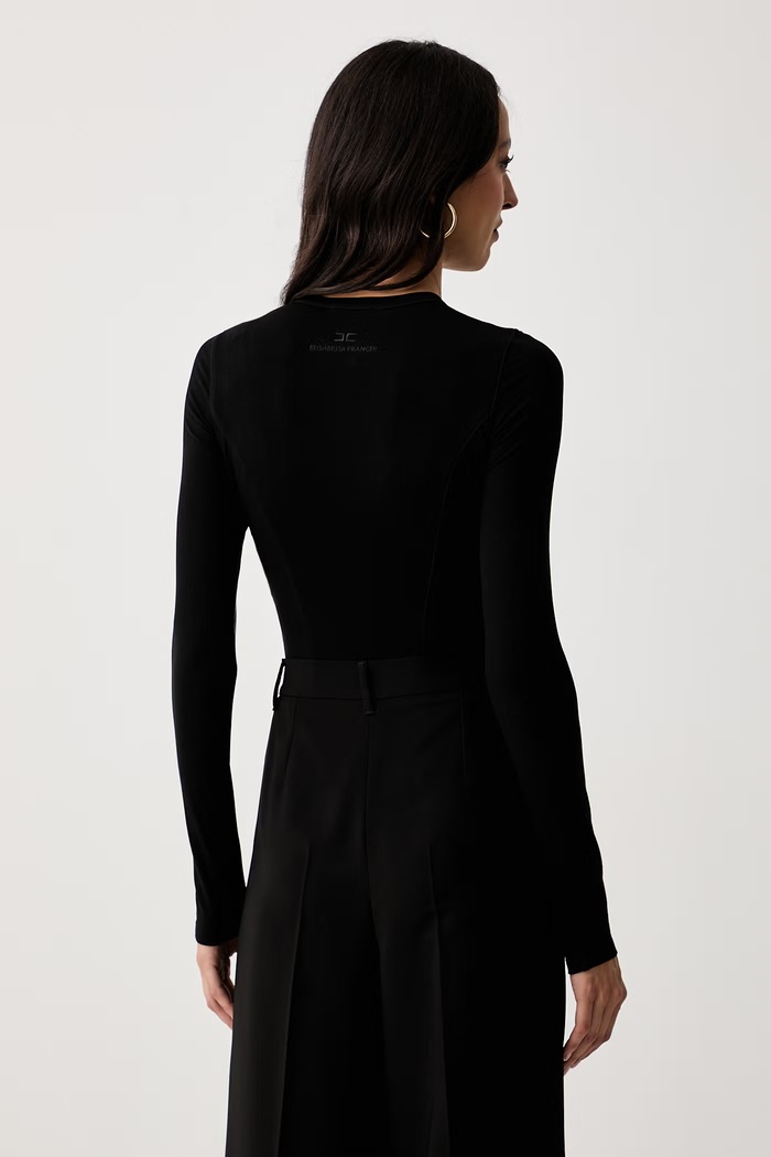 Odzież Elisabetta Franchi body damskie z dodatkiem wełny BO01B66E2 czarny