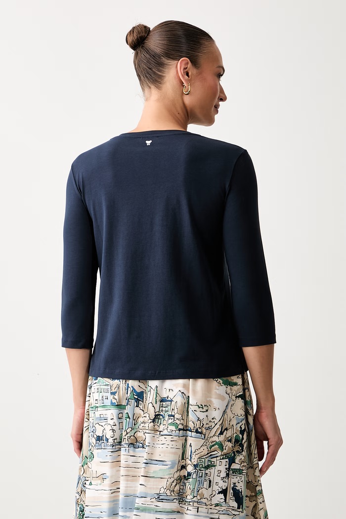 Odzież Weekend Max Mara longsleeve damski bawełniany z elastanem WKDMULTIA 2625946021600 granatowy