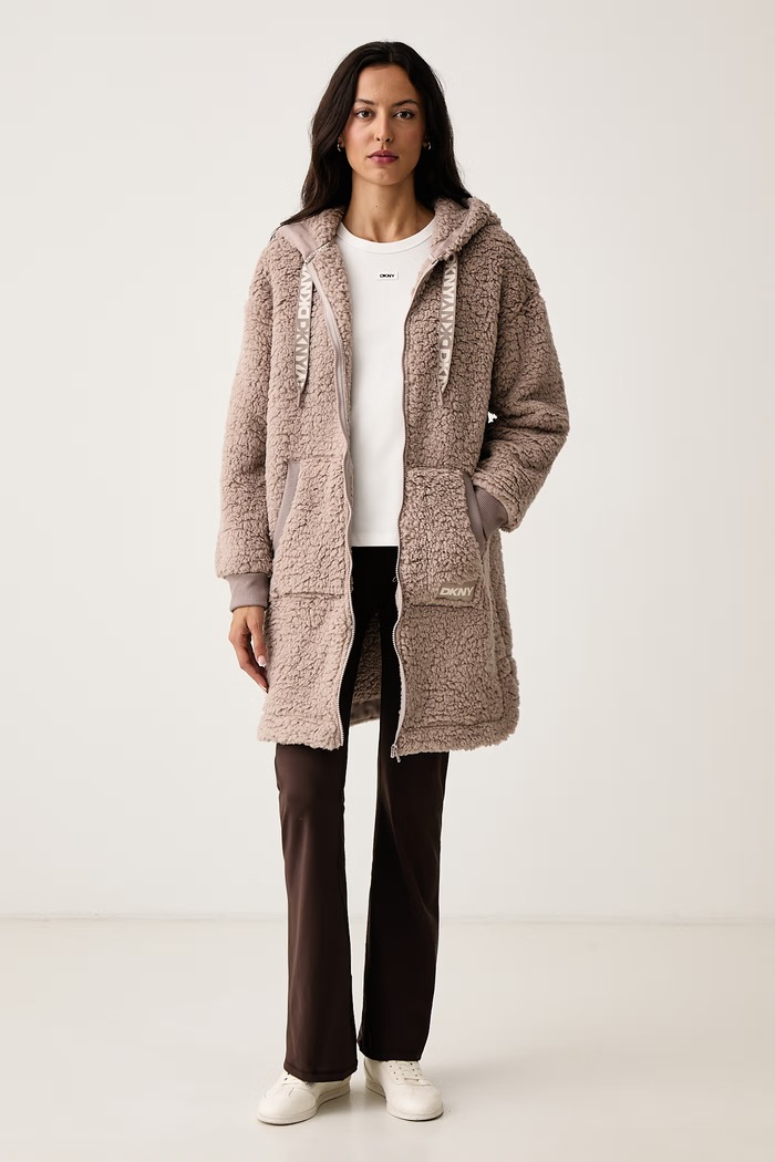DKNY Longsleeve damski z bawełną YI20125 beżowy AW26