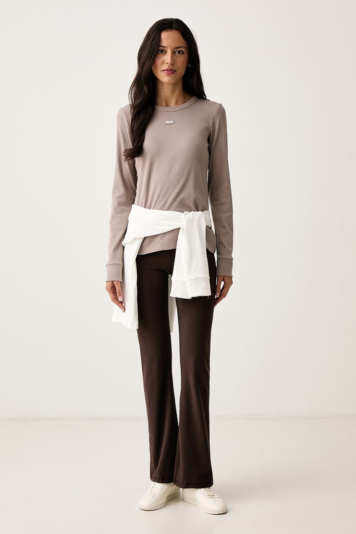 DKNY Longsleeve damski z bawełną YI20125 beżowy AW26