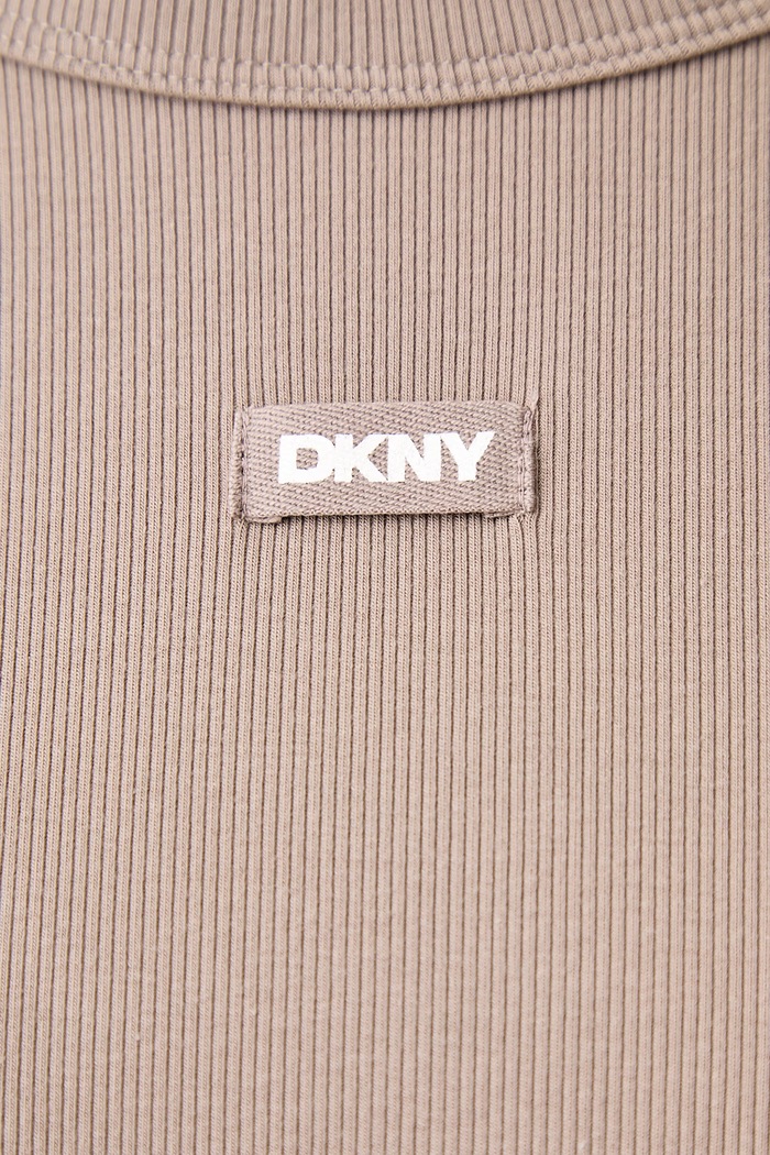 Longsleeve damski z bawełną DKNY beżowy YI20125