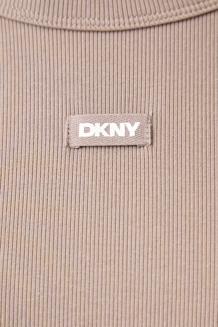 Longsleeve damski z bawełną DKNY beżowy YI20125