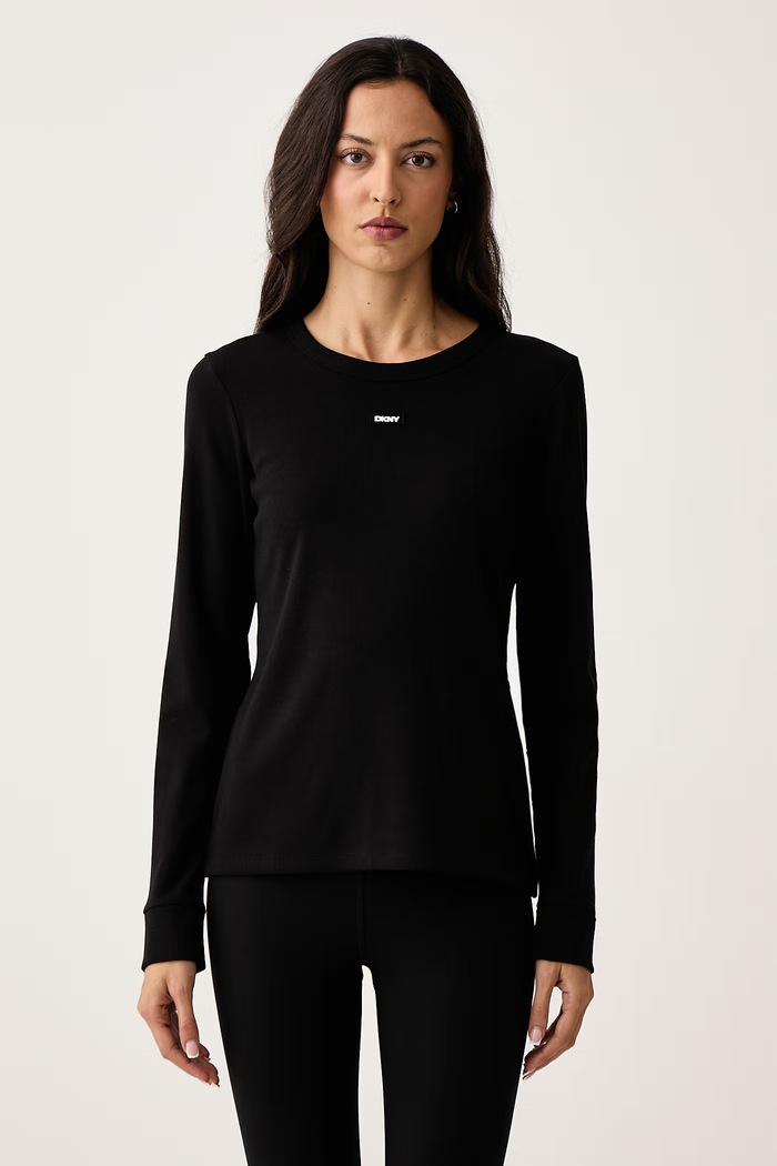DKNY Longsleeve damski z bawełną czarny YI20125