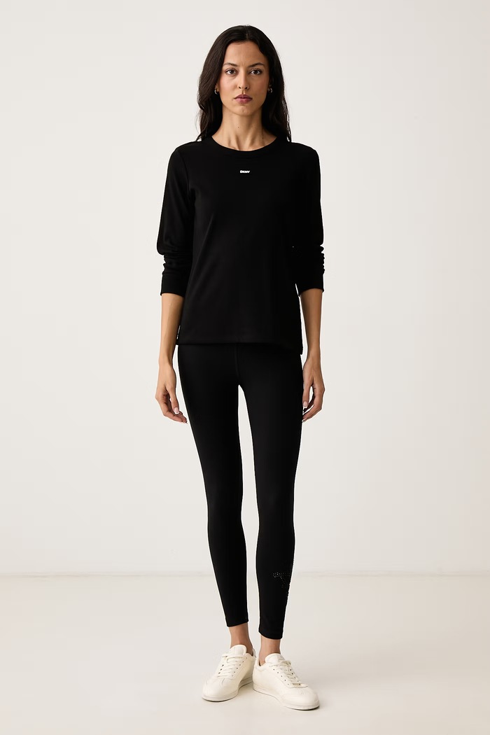 DKNY Longsleeve damski z bawełną YI20125 czarny AW26
