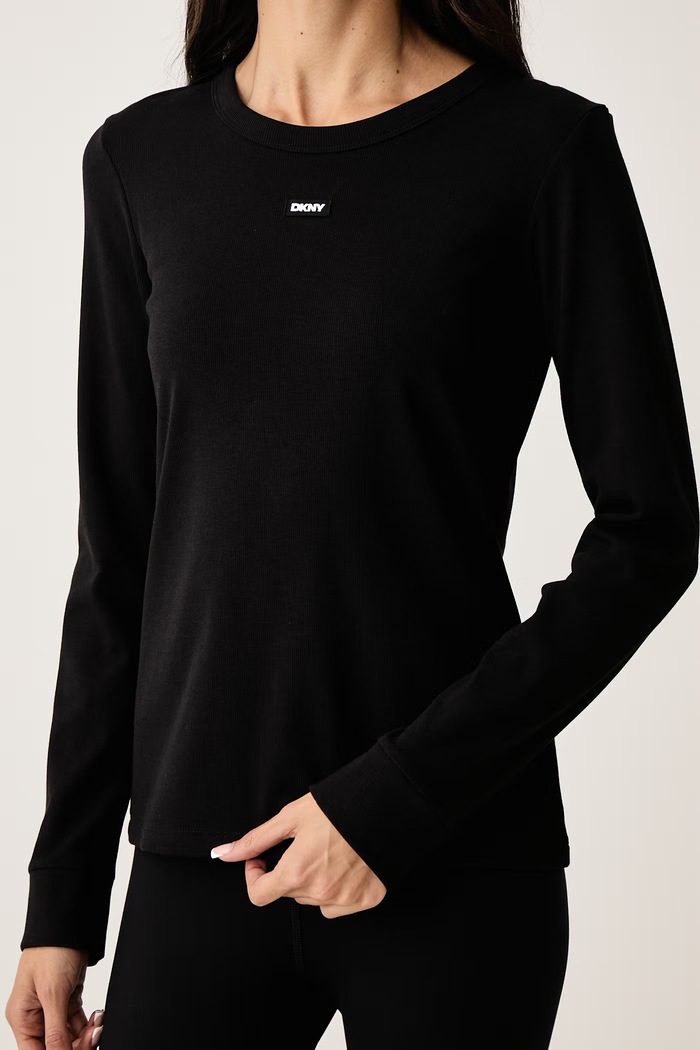 Longsleeve damski z bawełną DKNY YI20125 czarny