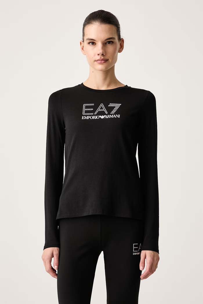 EA7 Emporio Armani Longsleeve damski z modalem czarny TJDQZ.8NTT51