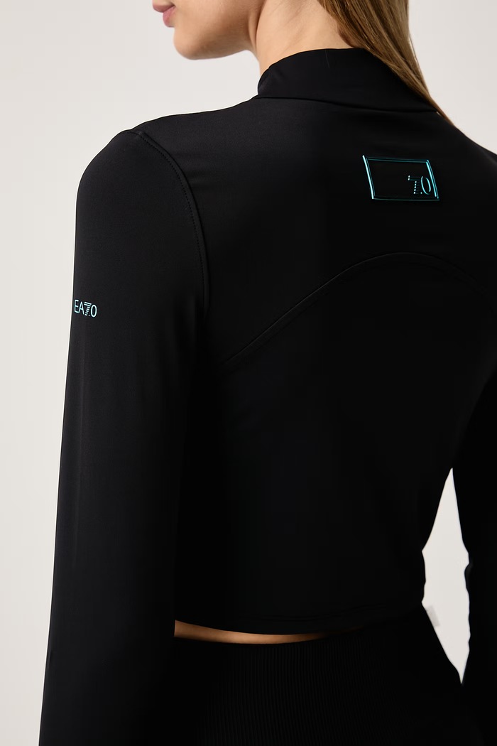 Longsleeve sportowy damski EA7 Emporio Armani czarny AF12625.7W001569