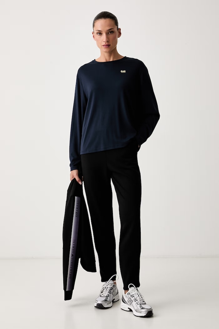 EA7 Emporio Armani longsleeve damski z wiskozą AF13919.7W001652 granatowy AW26