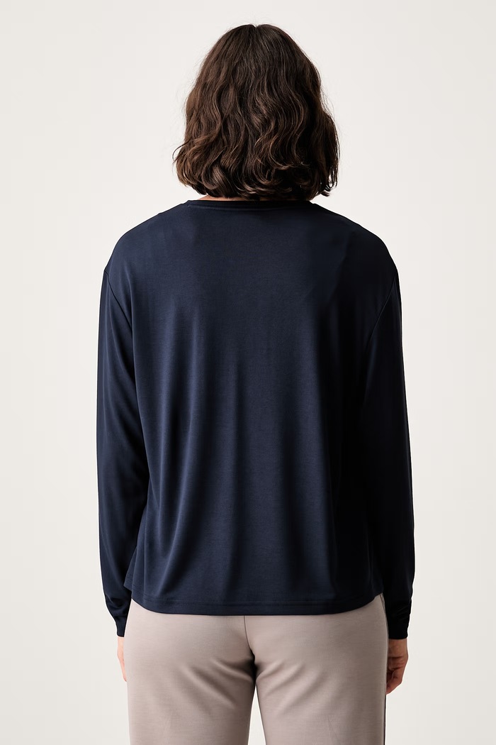 Odzież EA7 Emporio Armani longsleeve damski z wiskozą AF13919.7W001652 granatowy