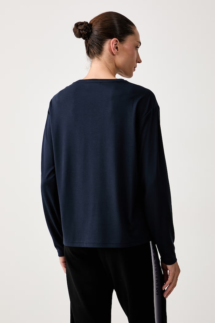 Odzież EA7 Emporio Armani longsleeve damski z wiskozą AF13919.7W001652 granatowy