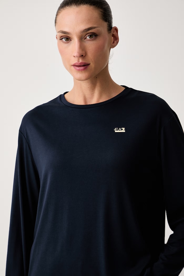 EA7 Emporio Armani longsleeve damski z wiskozą granatowy AF13919.7W001652