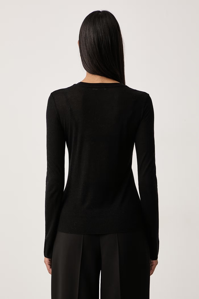 Odzież Patrizia Pepe Longsleeve damski z wiskozą 8M0131.J0061 czarny