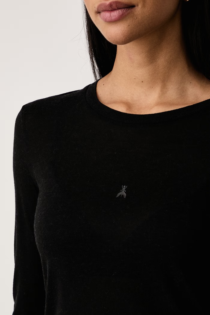 Longsleeve damski z wiskozą Patrizia Pepe 8M0131.J0061 czarny