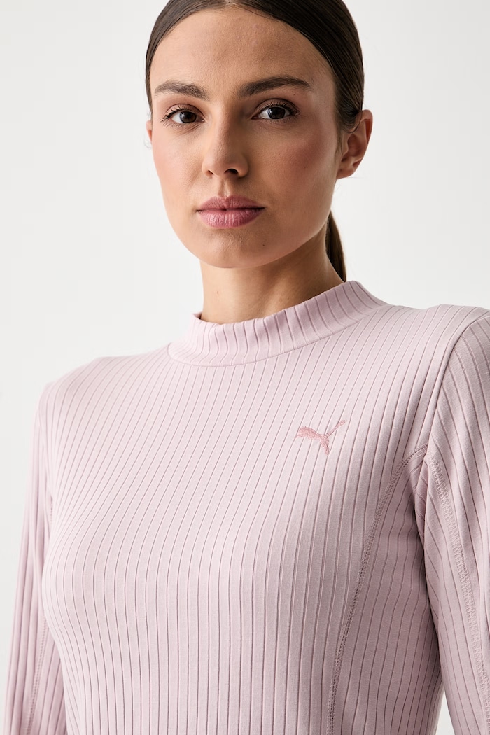 Puma блуза с дълги ръкави дамска с памук HER розов 694025
