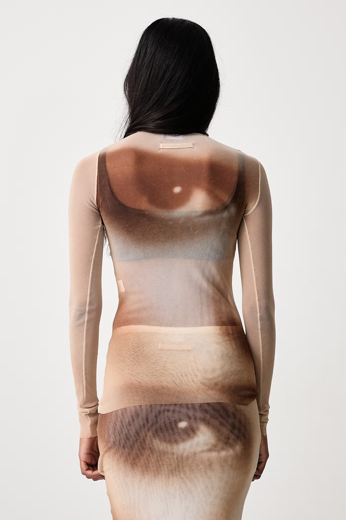 Odzież Jean Paul GAULTIER Longsleeve damski Face 26.04.W.TO561.M032P beżowy