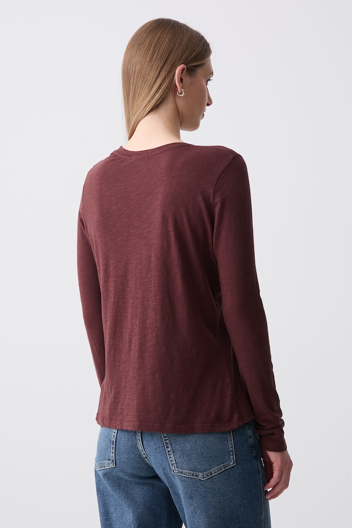 Odzież American Vintage longsleeve damski z bawełną JAC49V brązowy