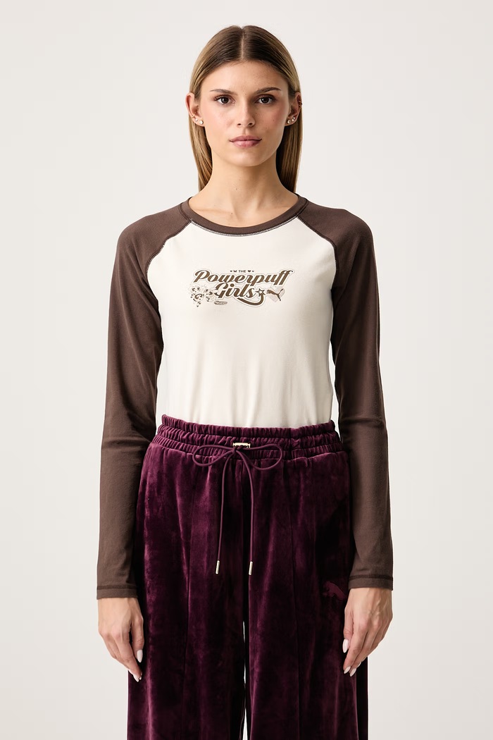 Puma Longsleeve damski bawełniany z elastanem PUMA X POWER PUFF GIRLS beżowy 638476