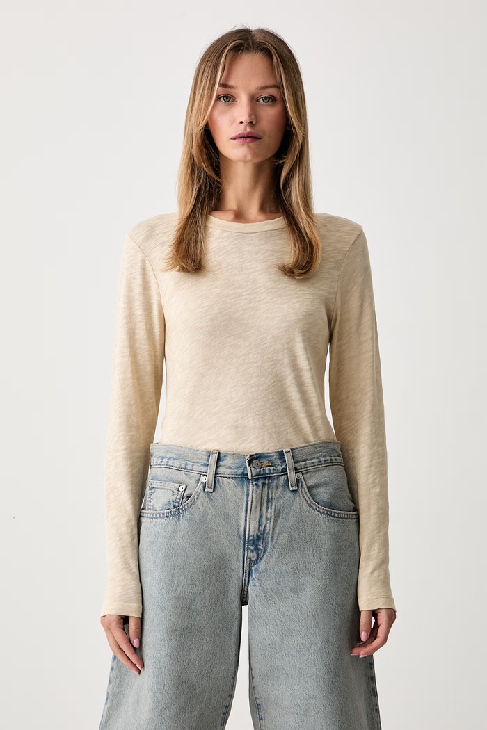Marc O'Polo longsleeve sportowy damski bawełniany beżowy 5000014799