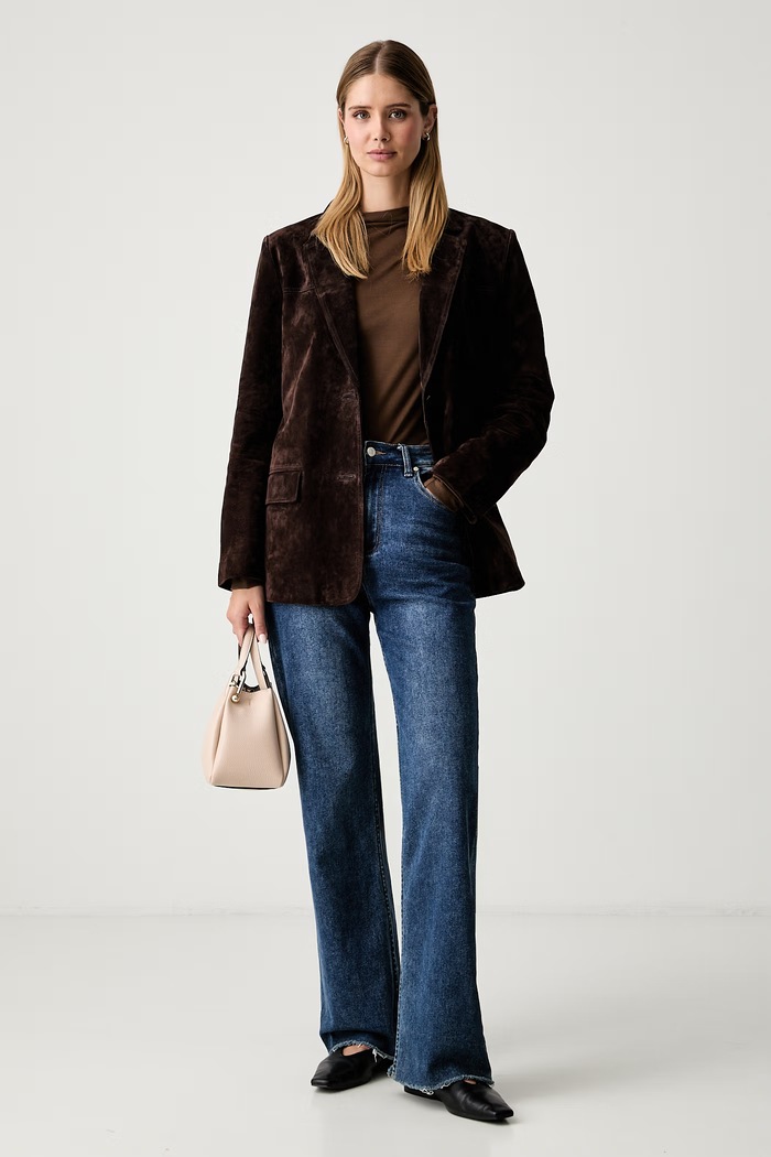 Marc O'Polo longsleeve damski z lyocellu 5000012523 brązowy AW26