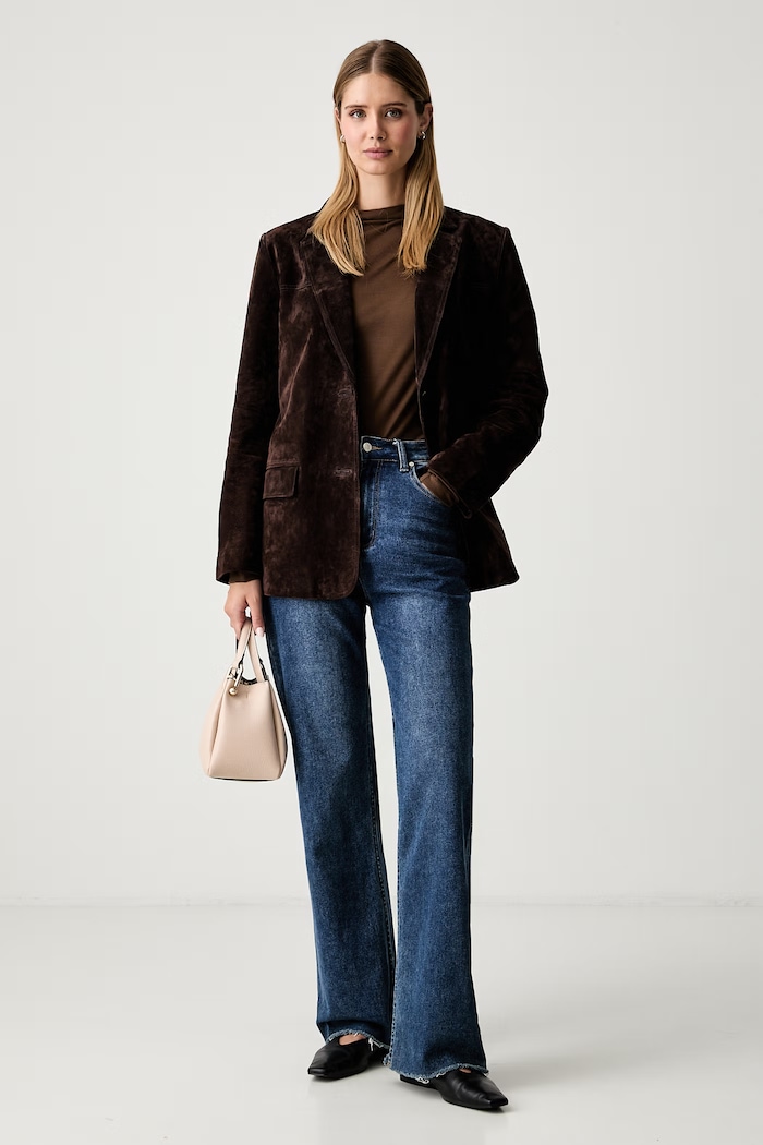 Marc O'Polo longsleeve damski z lyocellu 5000012523 brązowy AW26