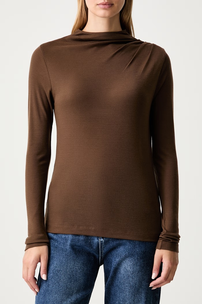 Marc O'Polo longsleeve damski z lyocellu 5000012523 brązowy