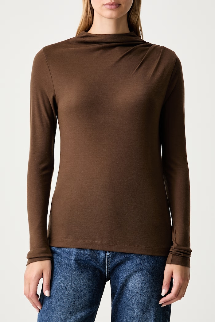 Marc O'Polo longsleeve damski z lyocellu 5000012523 brązowy