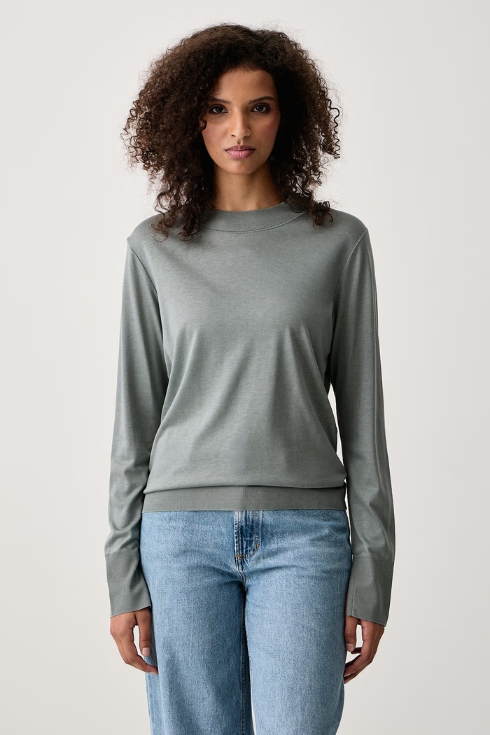 Marc O'Polo Longsleeve damski z lyocellem turkusowy 5000012502