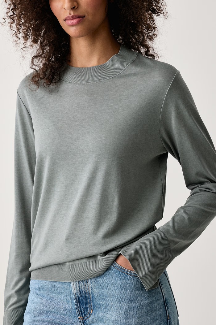 Longsleeve damski z lyocellem Marc O'Polo 5000012502 turkusowy