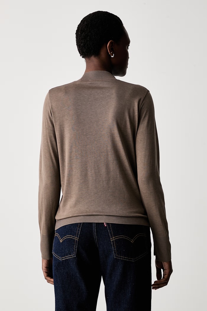 Odzież Marc O'Polo longsleeve damski z lyocellem 5000012502 brązowy