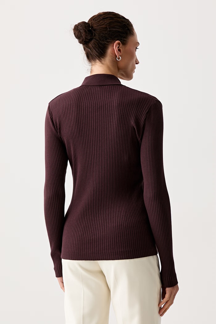 Odzież Marc O'Polo longsleeve damski z bawełną 5000012420 bordowy