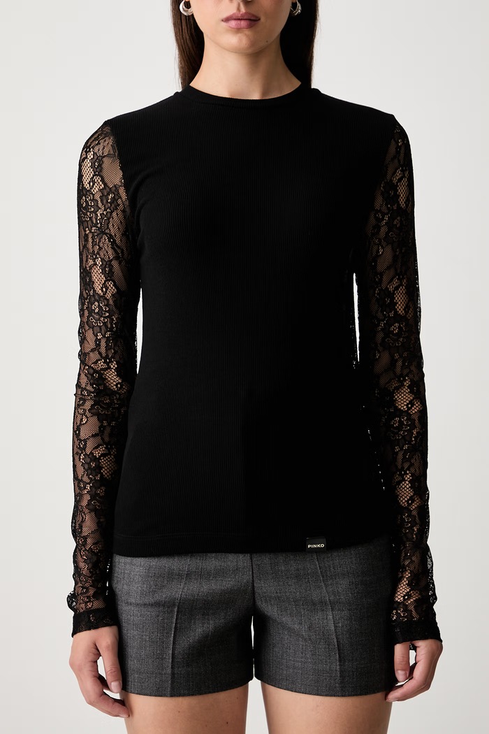 Pinko longsleeve damski z dodatkiem wełny 107524.A3K6 czarny