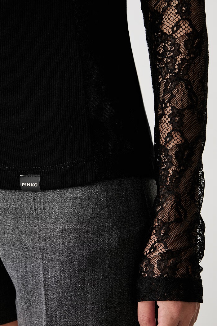 Pinko longsleeve damski z dodatkiem wełny 107524.A3K6