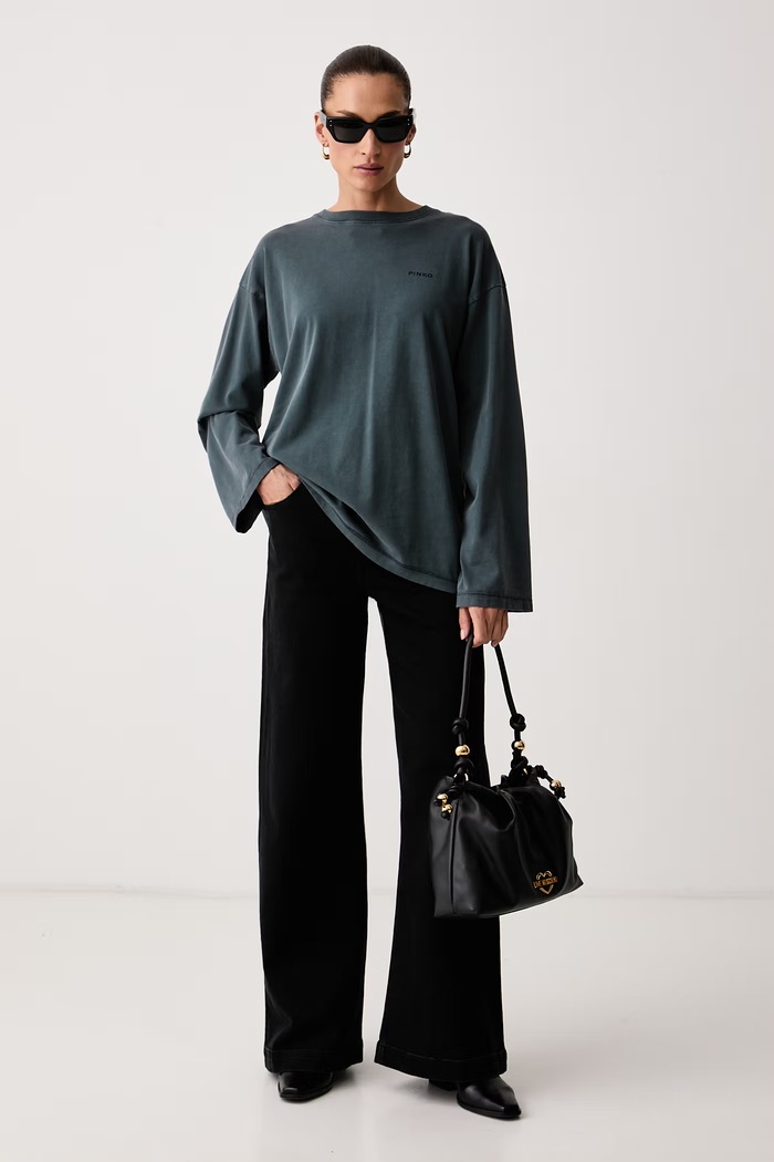 Pinko Longsleeve damski bawełniany 107480.A3KF szary AW26