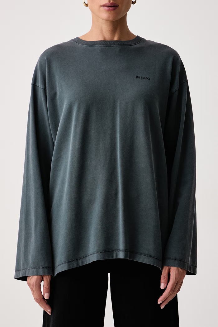 Longsleeve damski bawełniany Pinko 107480.A3KF szary