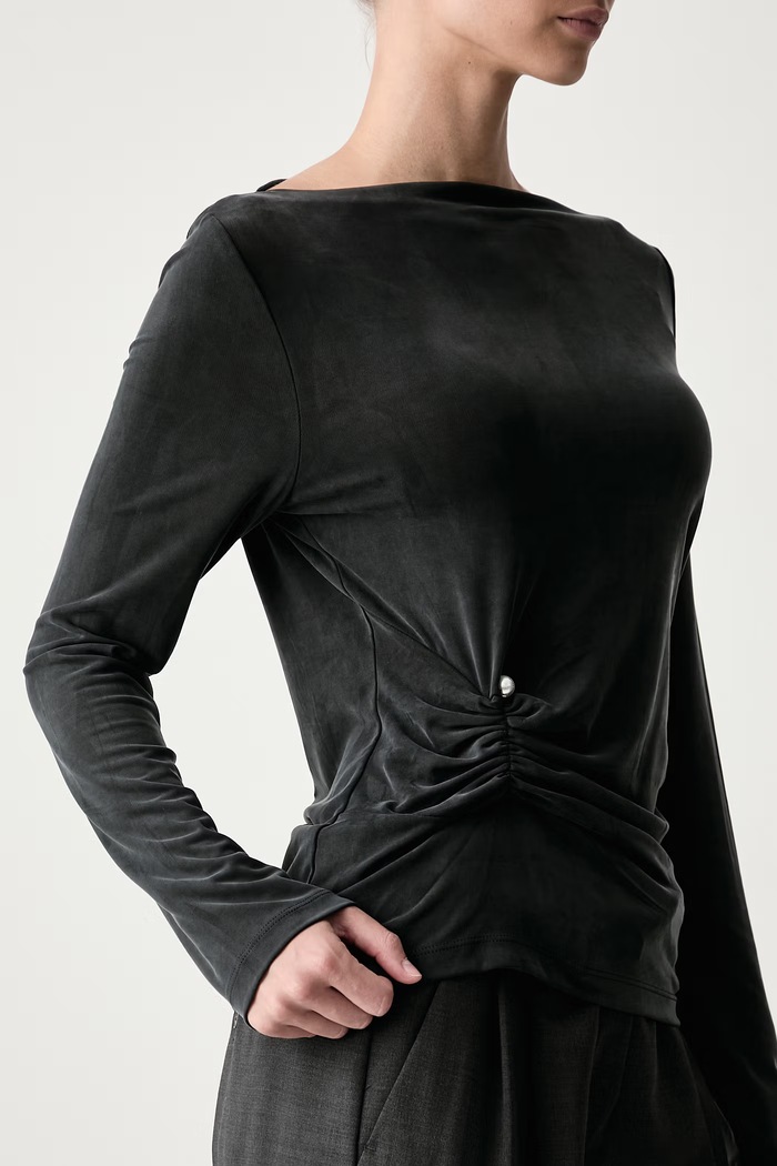 Longsleeve damski z cupro Stine Goya SG.AW26.T252.2554 szary