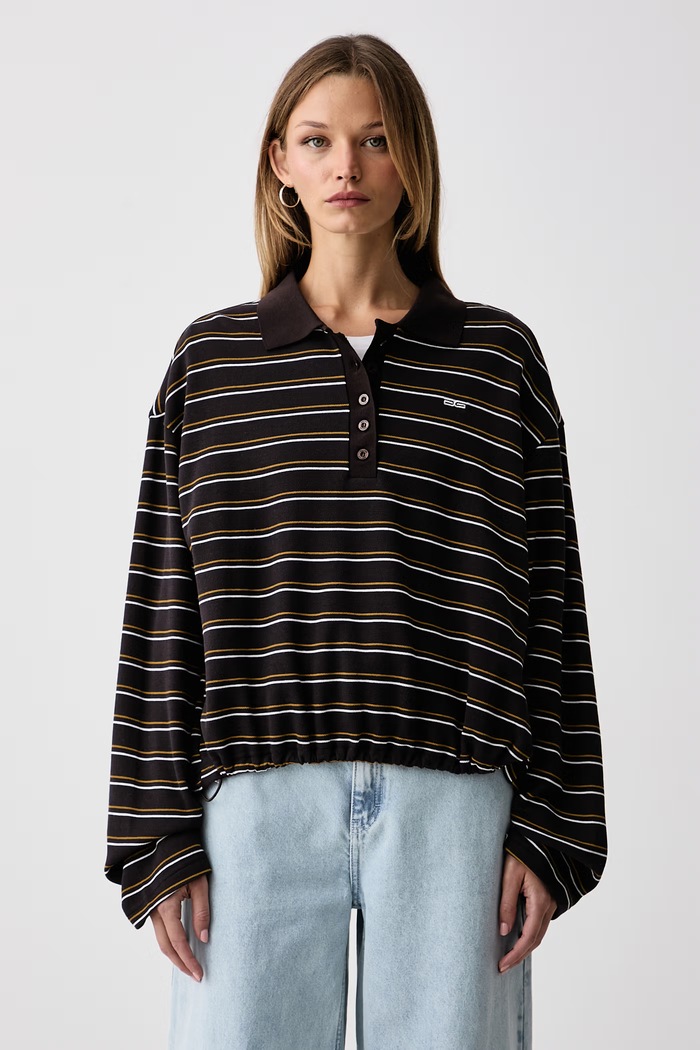 Gestuz Longsleeve damski z bawełną GZpilova brązowy 10911483
