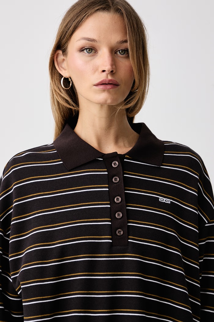 Longsleeve damski z bawełną GZpilova Gestuz 10911483 brązowy