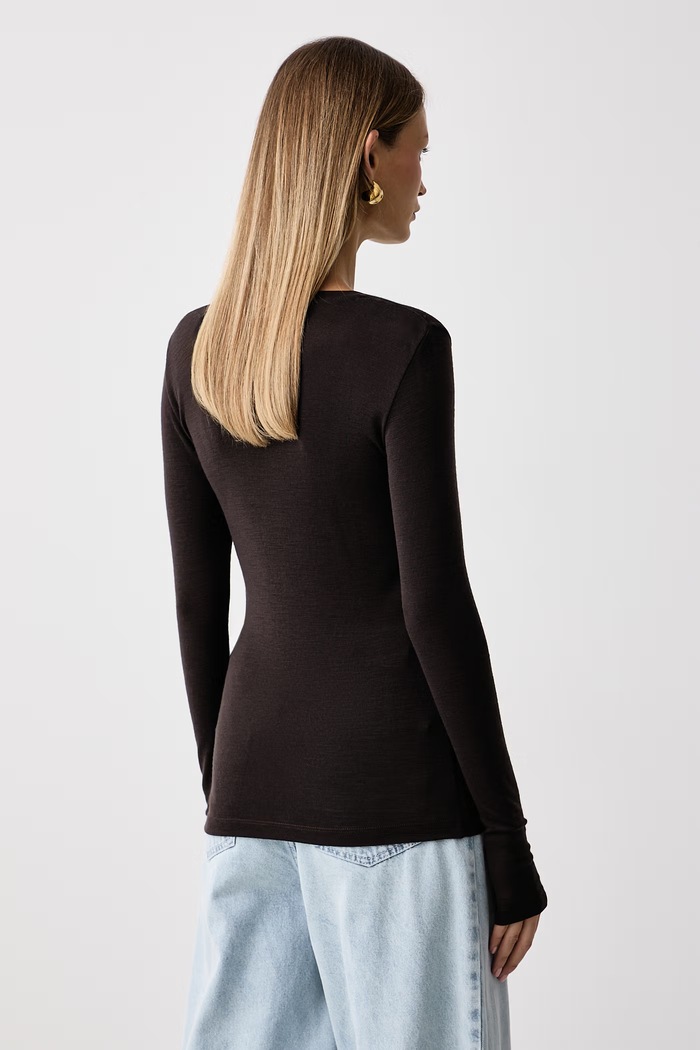 Odzież Gestuz Longsleeve damski wełniany GZnina 10910696 brązowy